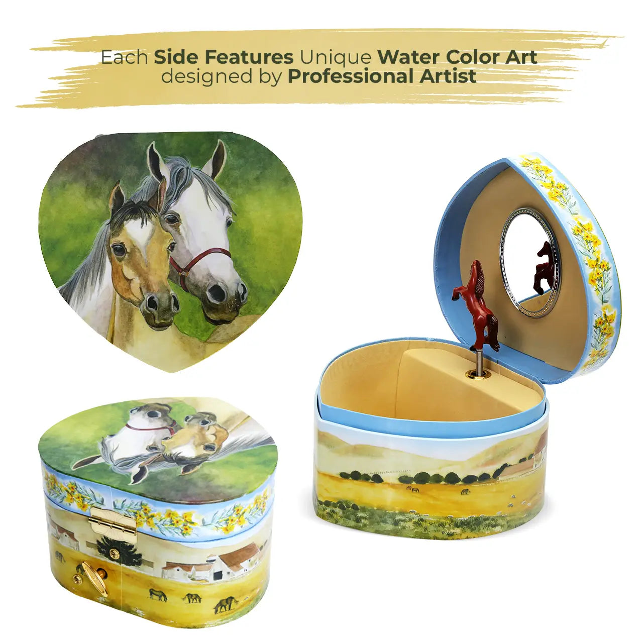 Love of Horses Fairy Music Box- Heart