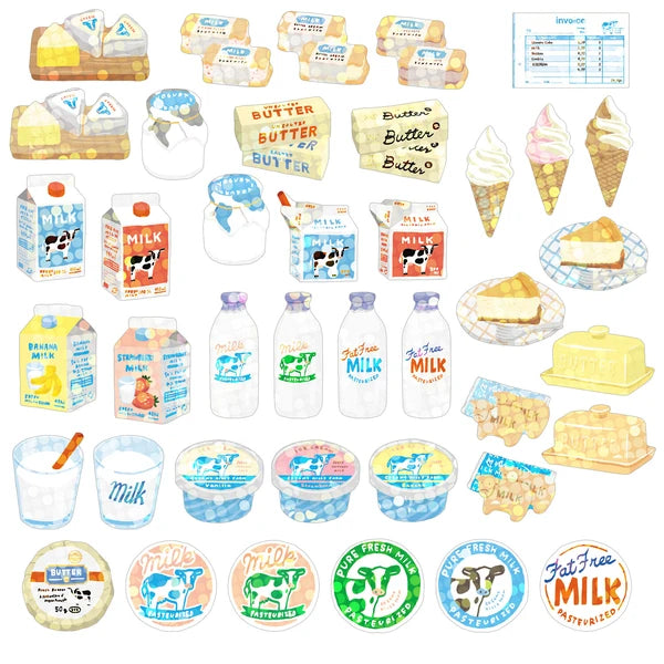 Japanese 40 Pc. Sticker Set- Cows, Milk & Cheese