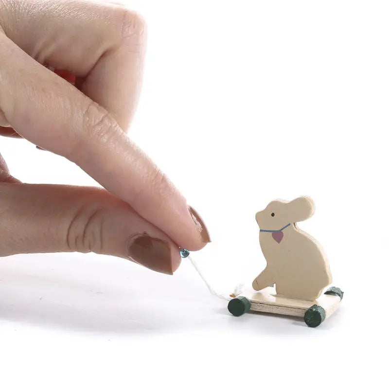 Dollhouse Miniatures: Antique Rabbit Pull Toy
