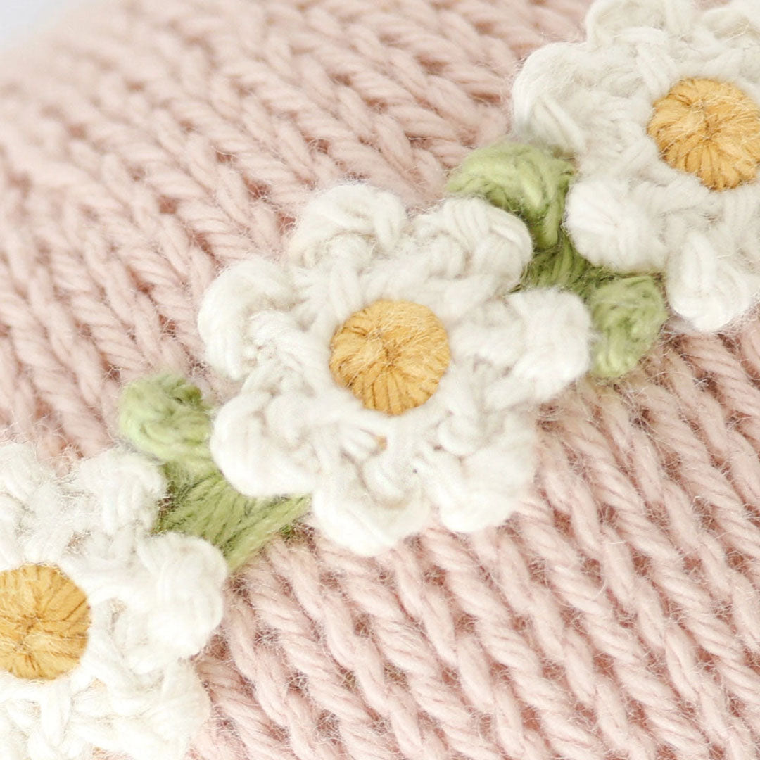 Baby Bunny Knit Doll (Rose with Ivory Floral)