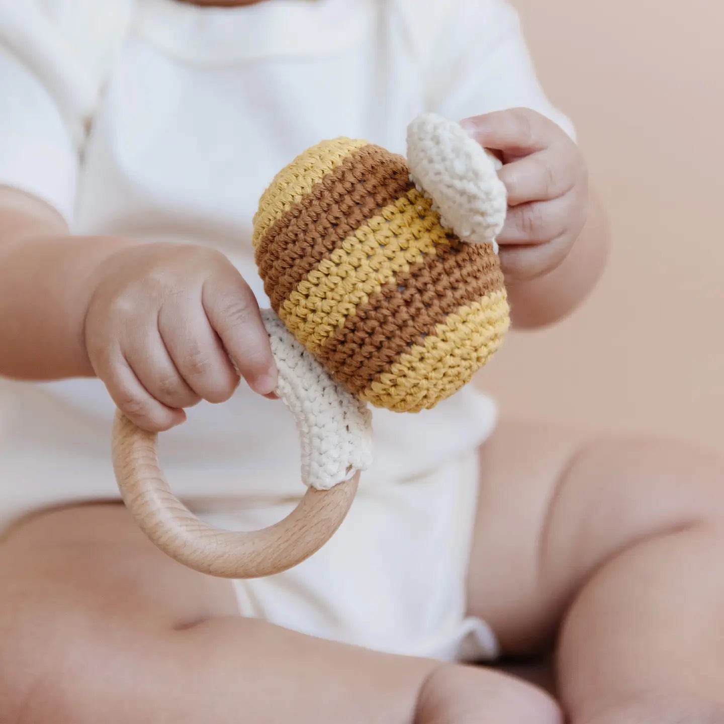 Organic Cotton Teether Bee Crochet Rattle Toy