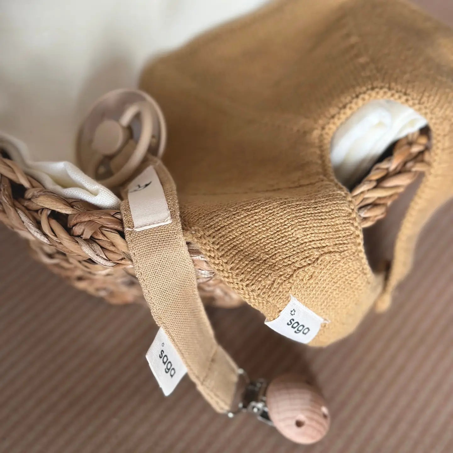 Knitted Baby Bib - Organic Cotton - Honey