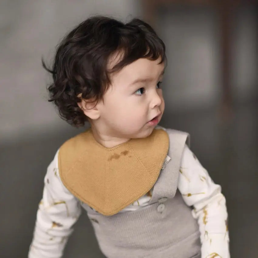 Knitted Baby Bib - Organic Cotton - Honey