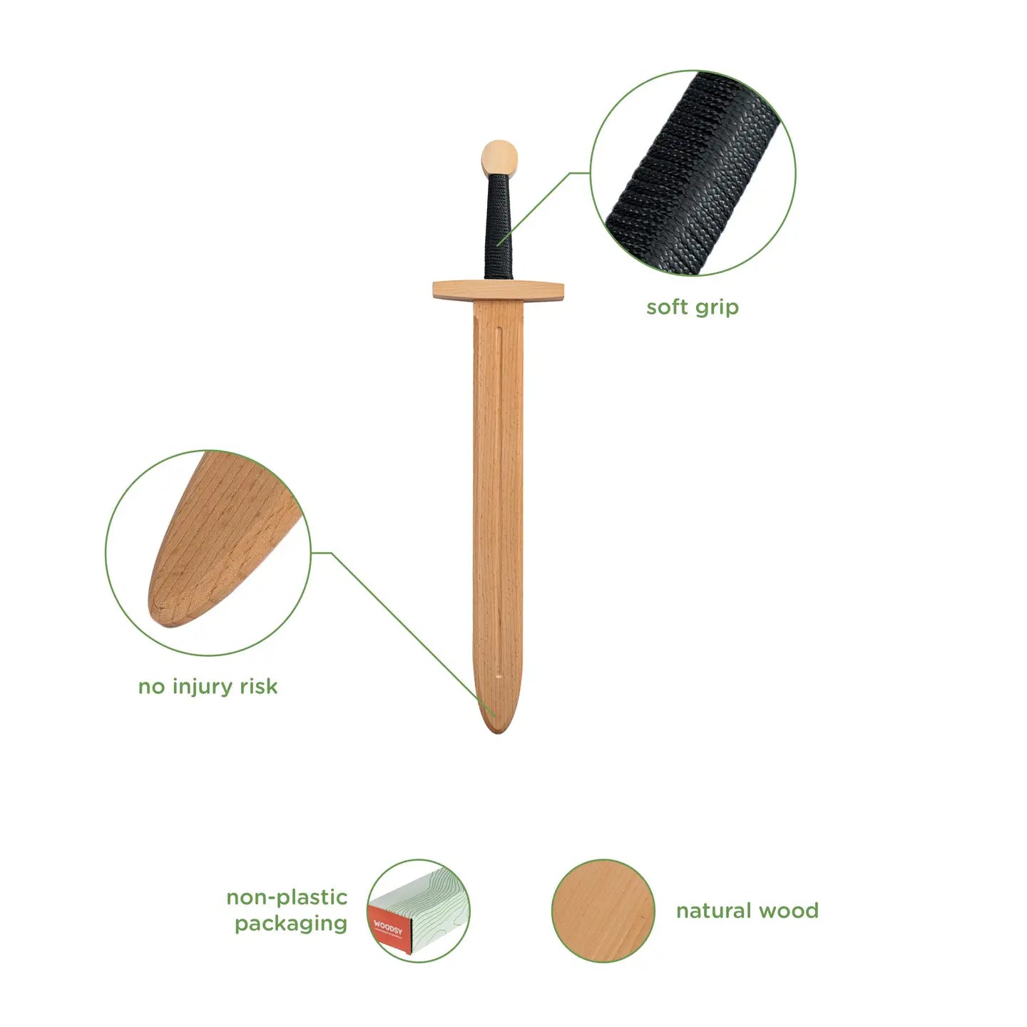 Wooden Heirloom Green Dragon Sword and Shield Set