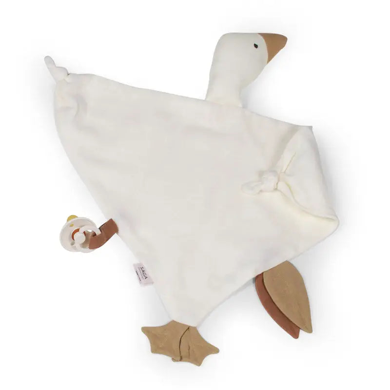 Organic Cotton Cuddle Cloth Goose with Pacifier Holder