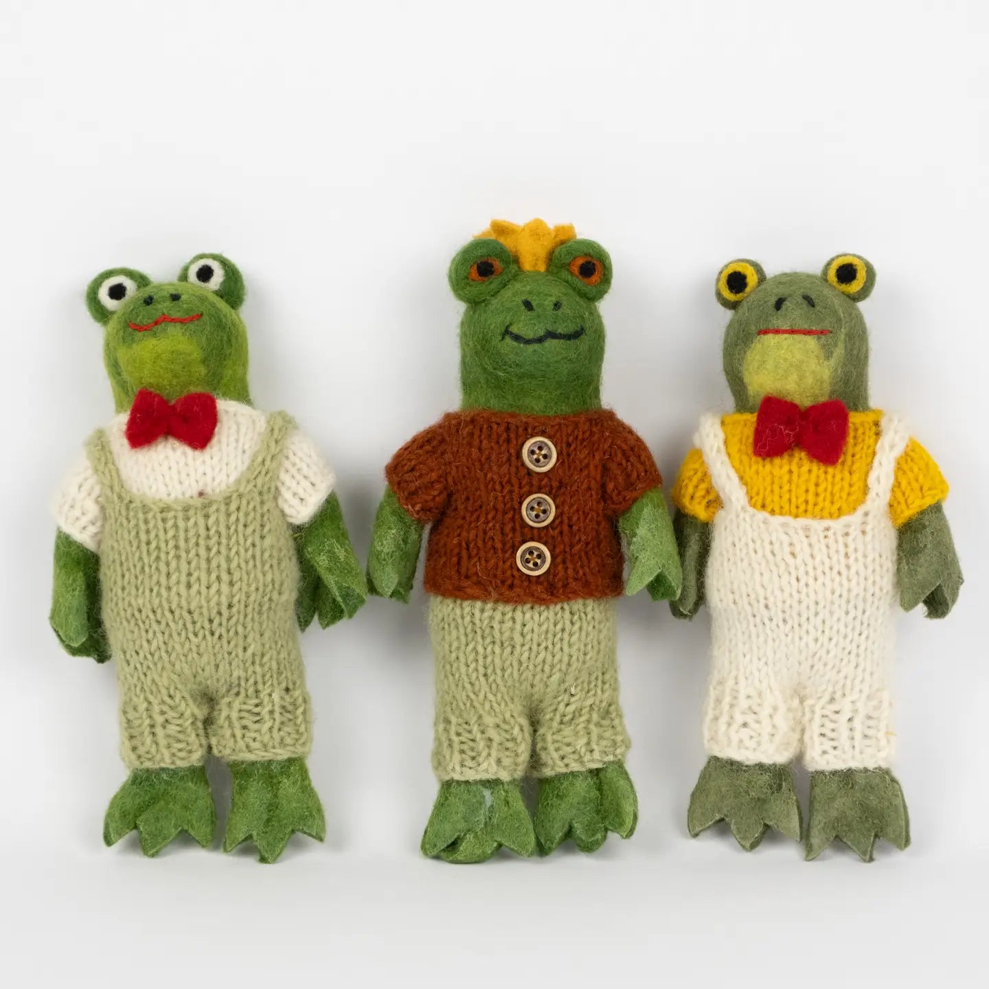 Handmade Frog Felt Doll with Knit Clothing- Available in 3 Styles! - 8"