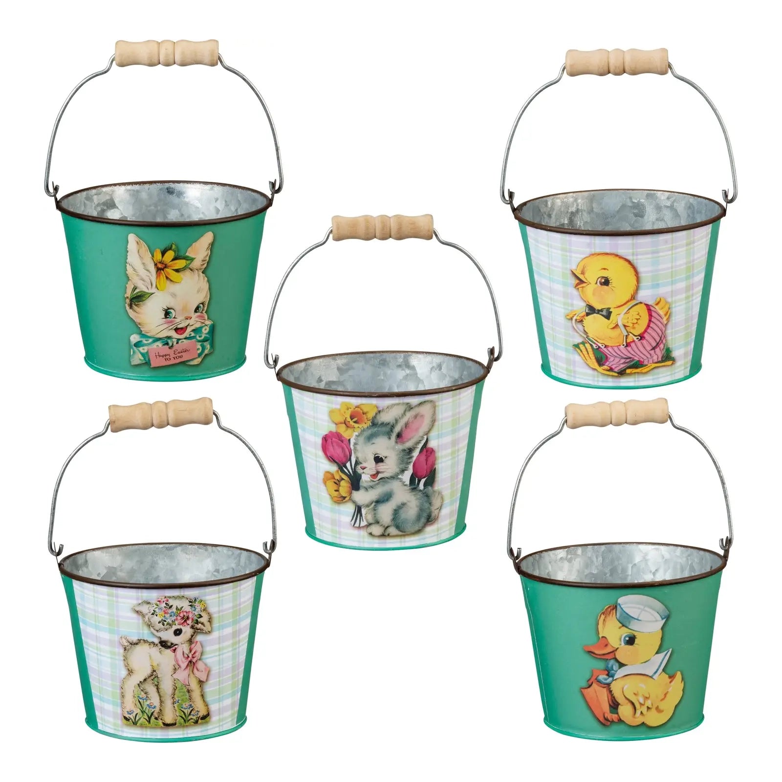 Retro Easter Basket Metal Bucket