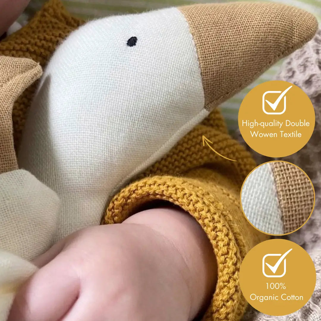 Organic Cotton Cuddle Cloth Goose with Pacifier Holder
