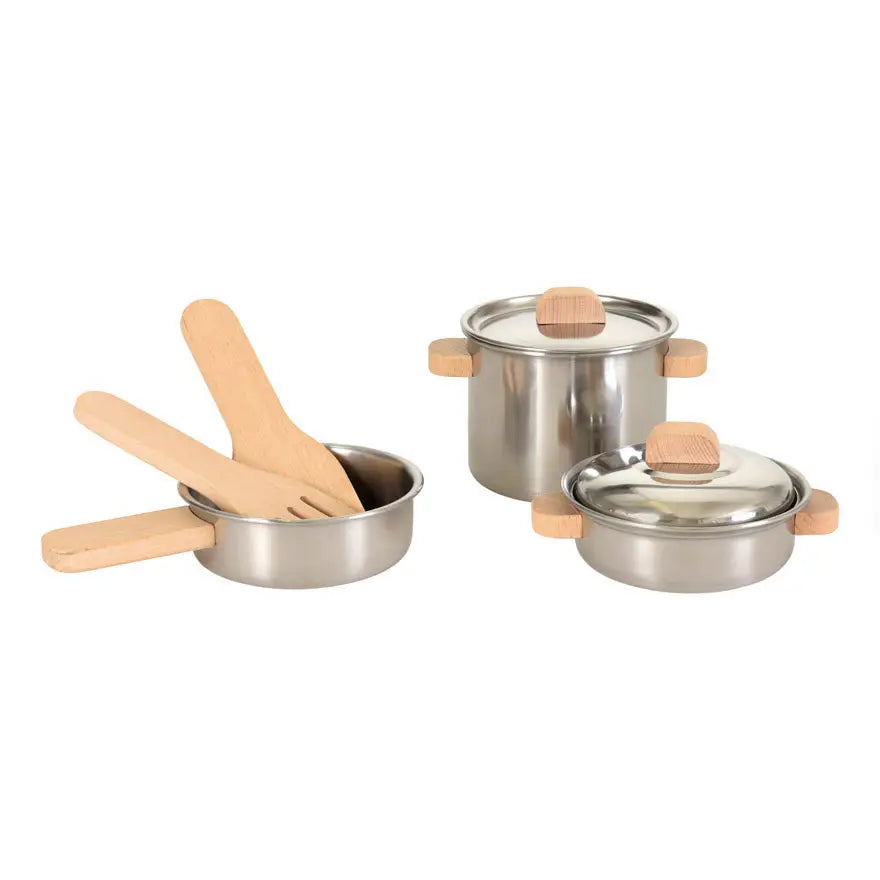 French Pan Set with Wooden Handles