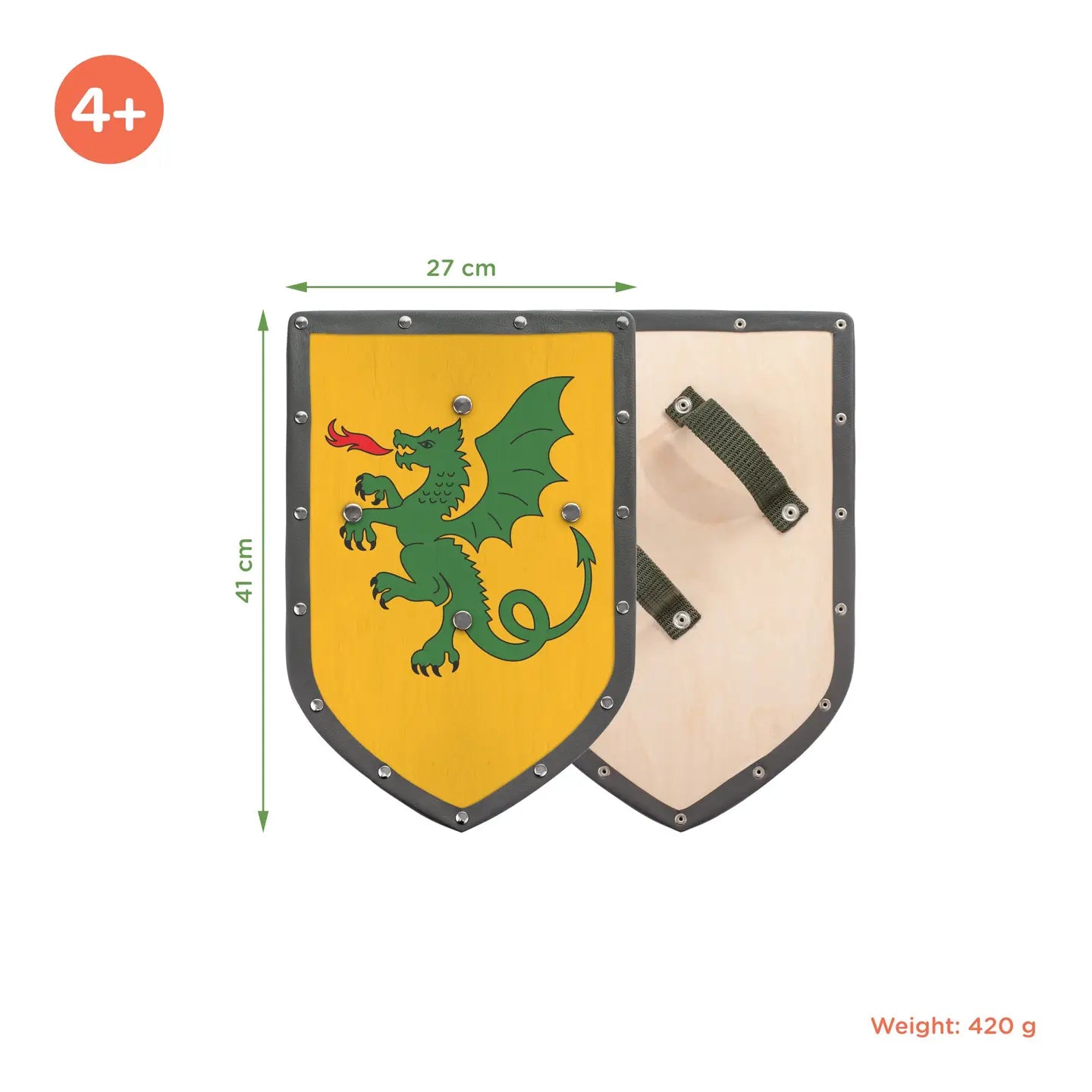 Wooden Heirloom Green Dragon Sword and Shield Set