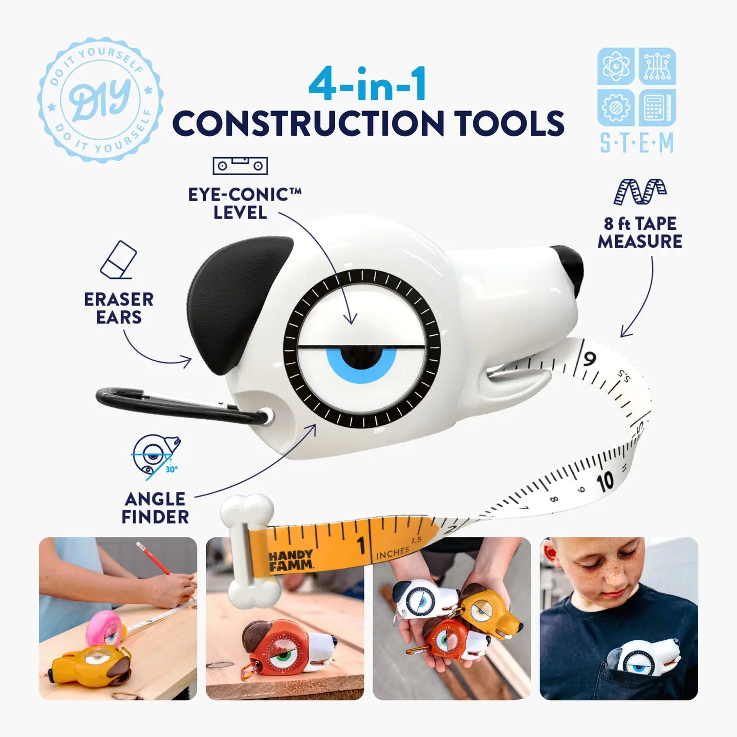 Stem Measuring Tape 4-in-1 Tool : White Puppy