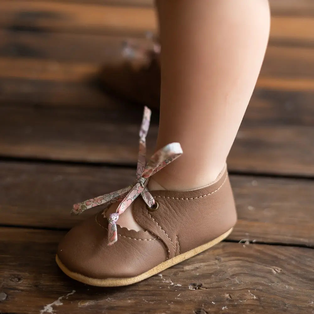 Tie Baby Mary Janes in Blush