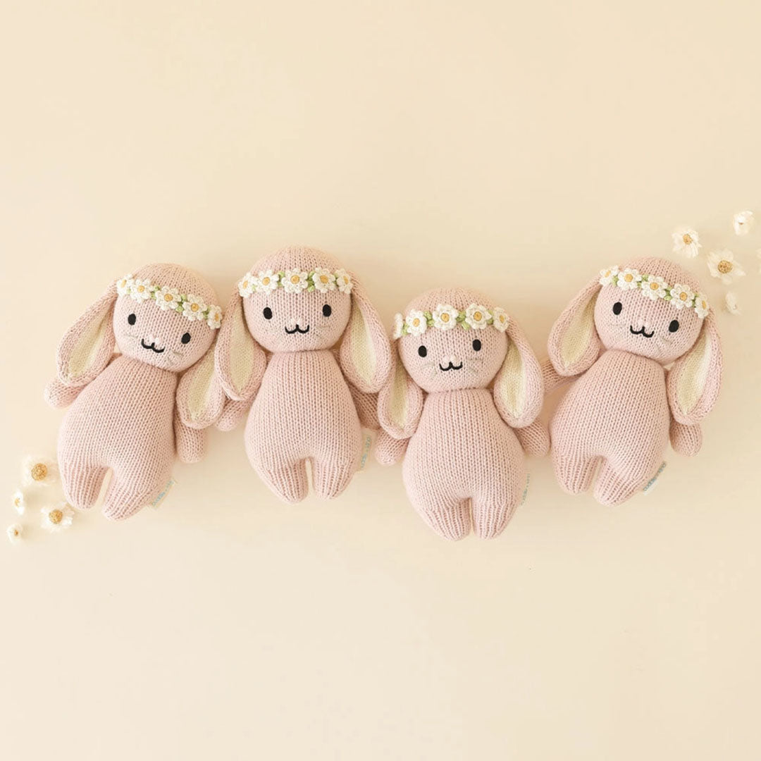 Baby Bunny Knit Doll (Rose with Ivory Floral)