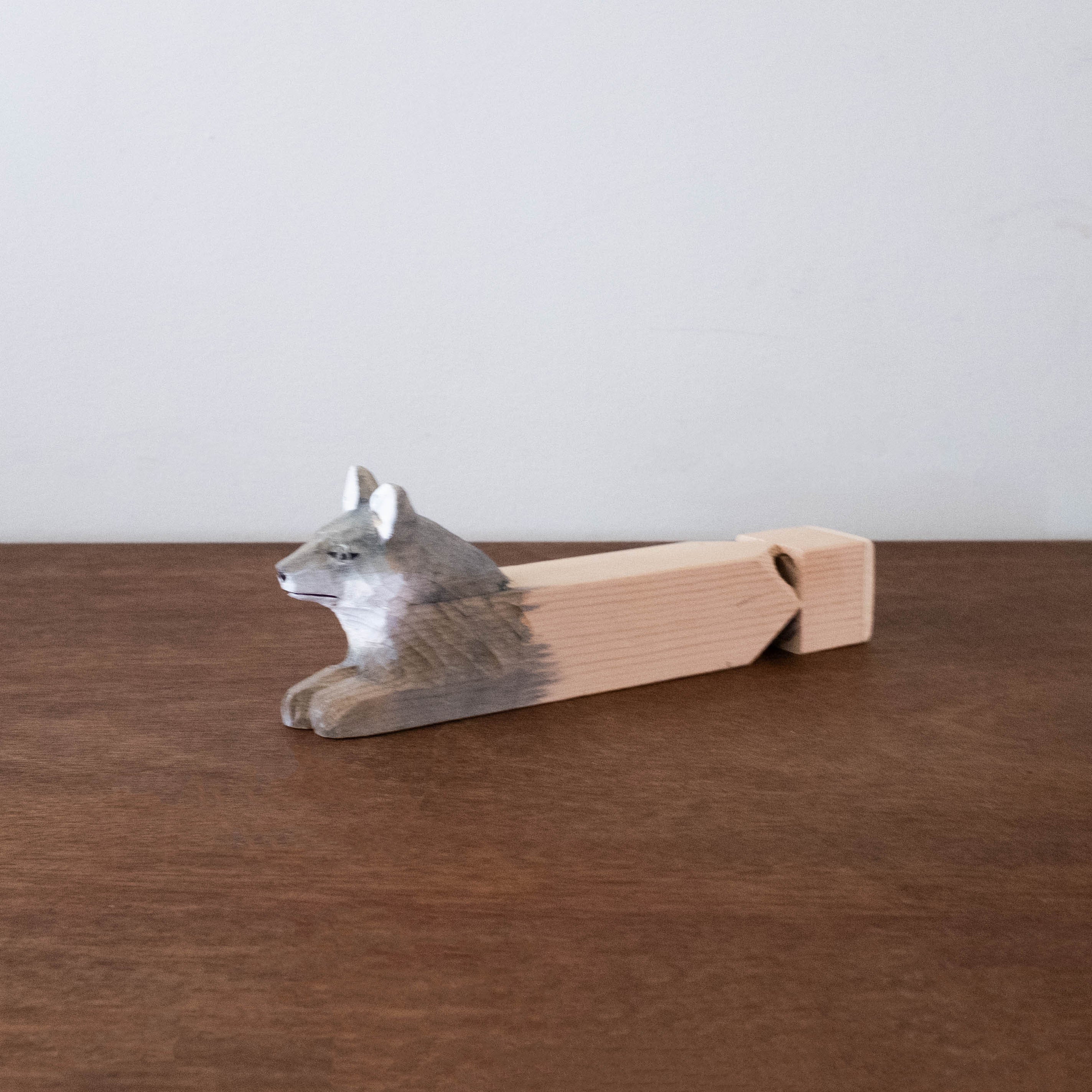 Wooden Hand Carved Animal Train Whistle- Wolf