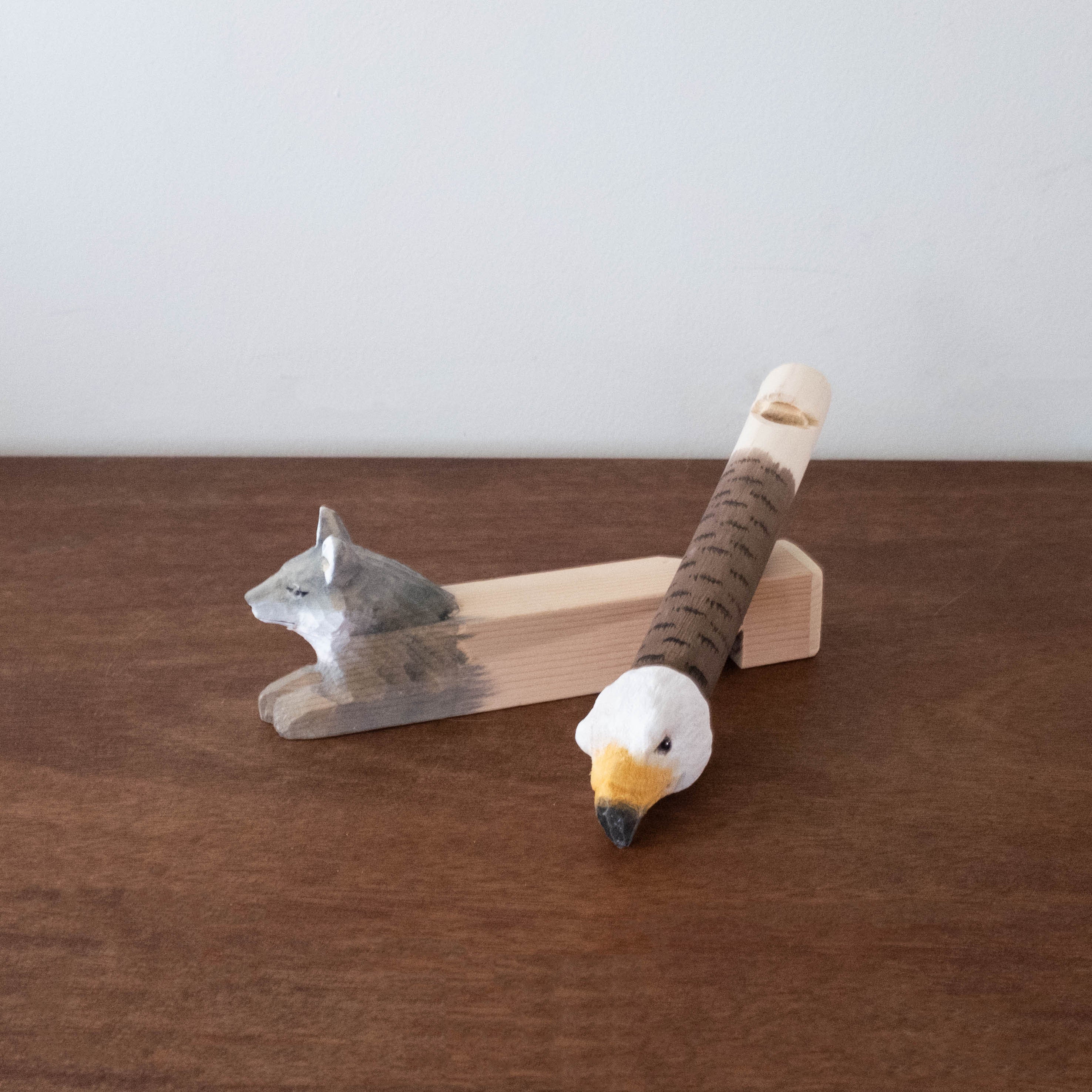 Wooden Hand Carved Animal Train Whistle- Wolf