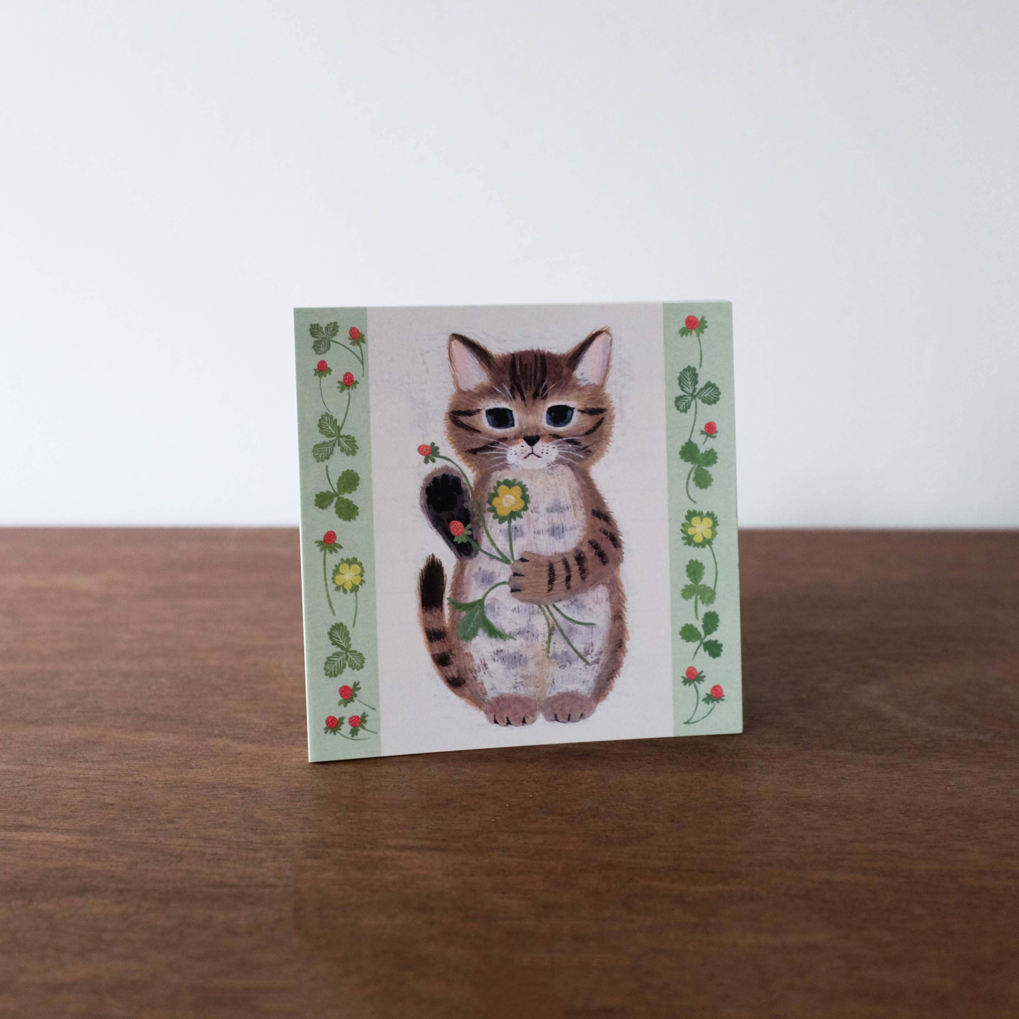 NEW Japanese Watercolor Illustration Memo Pad- Clover Kitty