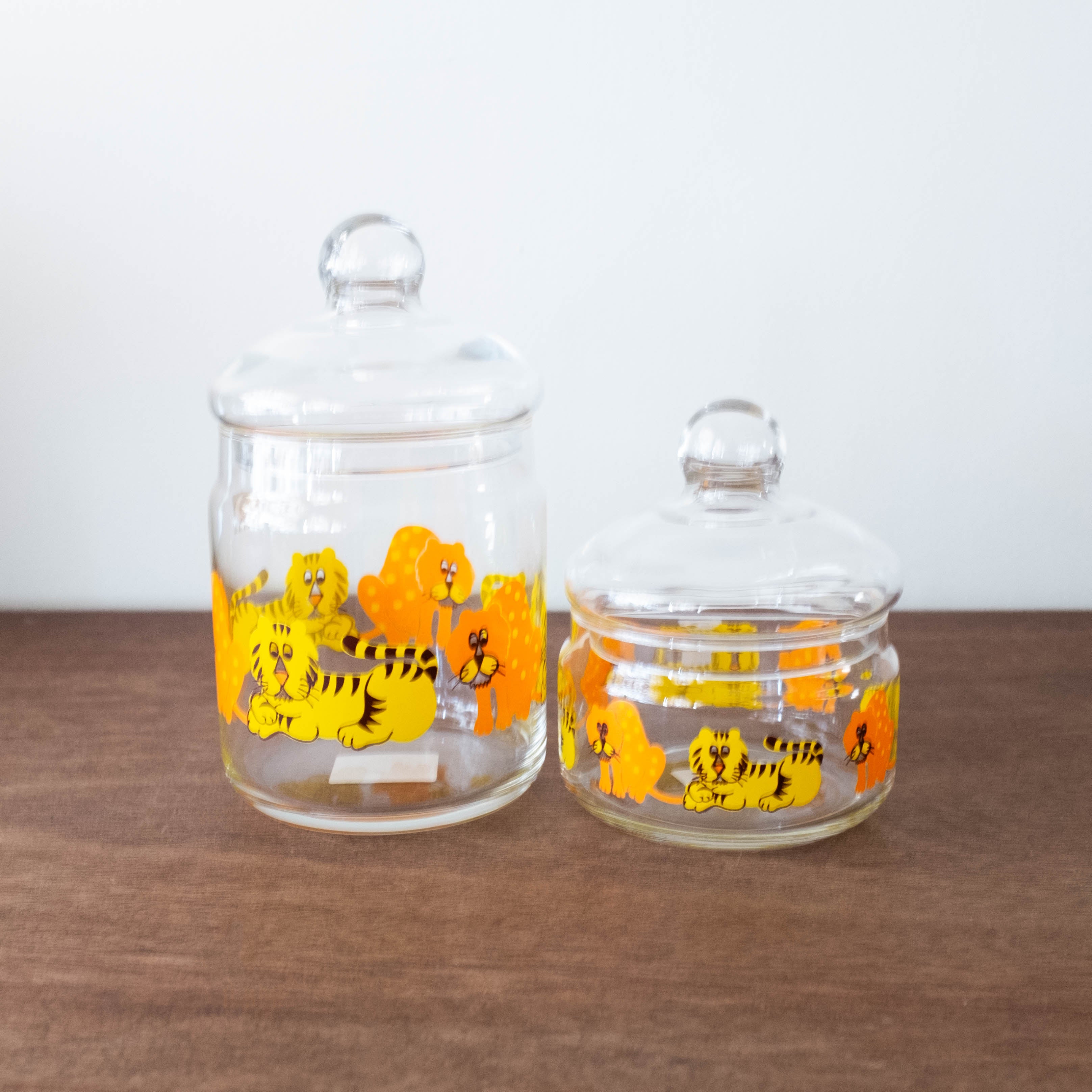 Japanese Glass Small Jar - Safari Cats