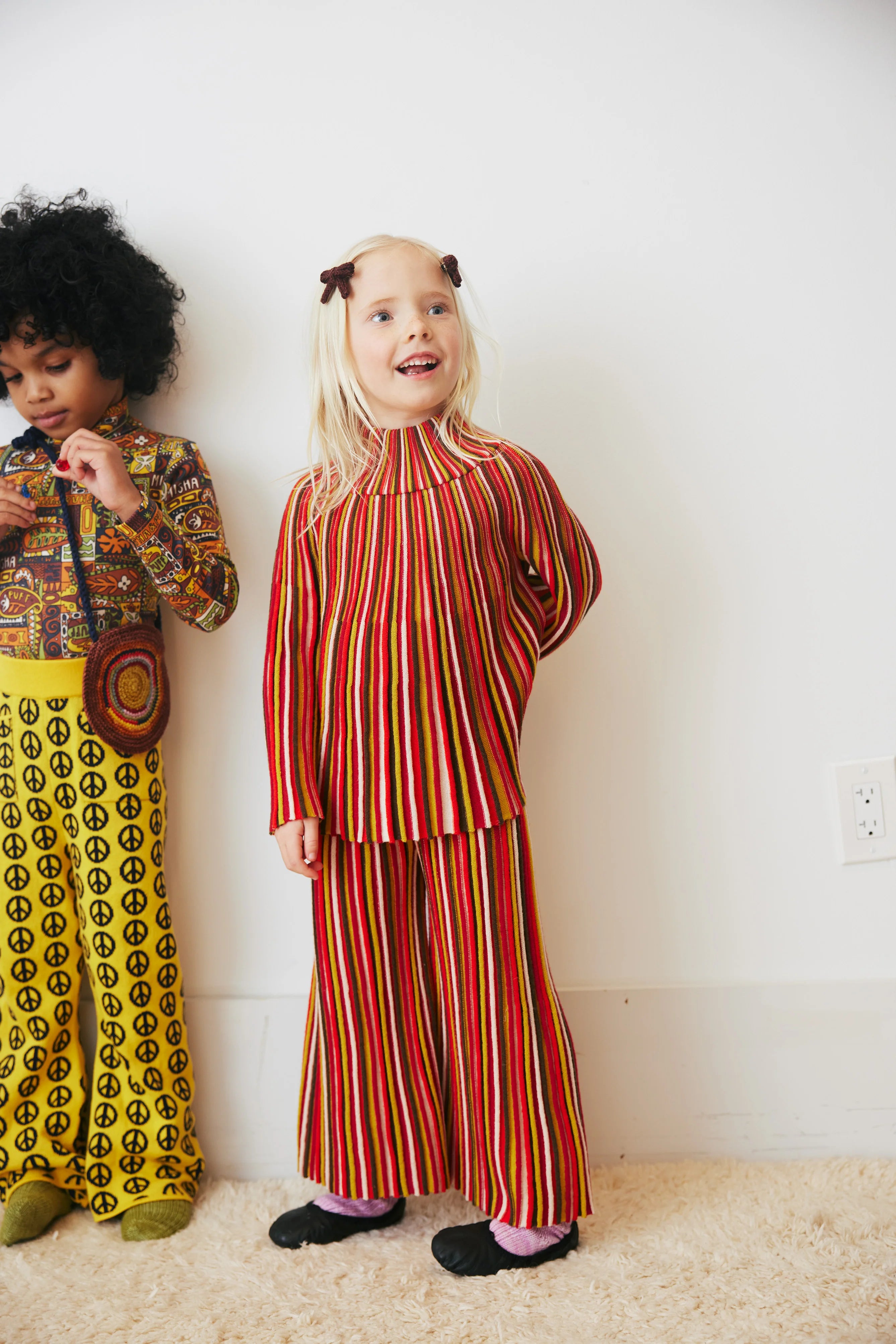 Candy Stripe Accordion Pant- Red Flame