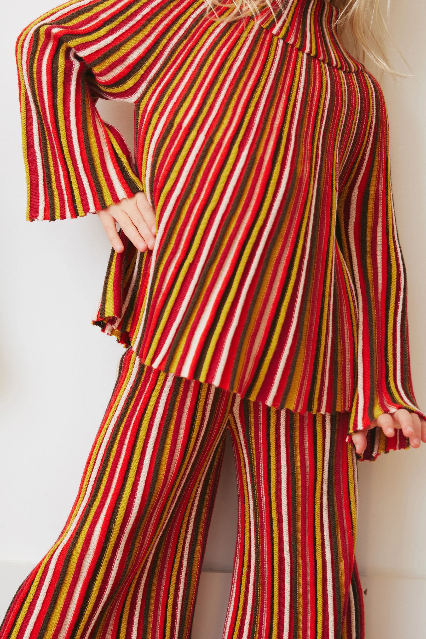 Candy Stripe Accordion Pant- Red Flame