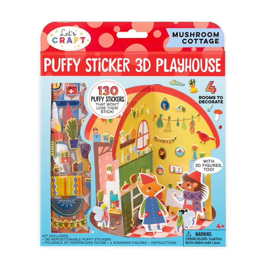 NEW Puffy Sticker 3D Playhouse Mushroom Cottage