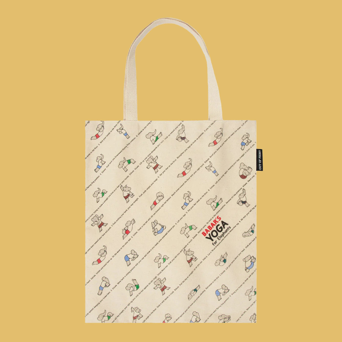 NEW Double Sided Canvas Tote Bags- Babar's Yoga for Elephants