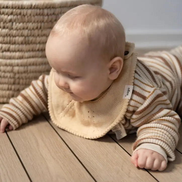 Knitted Baby Bib - Organic Cotton - Ginger