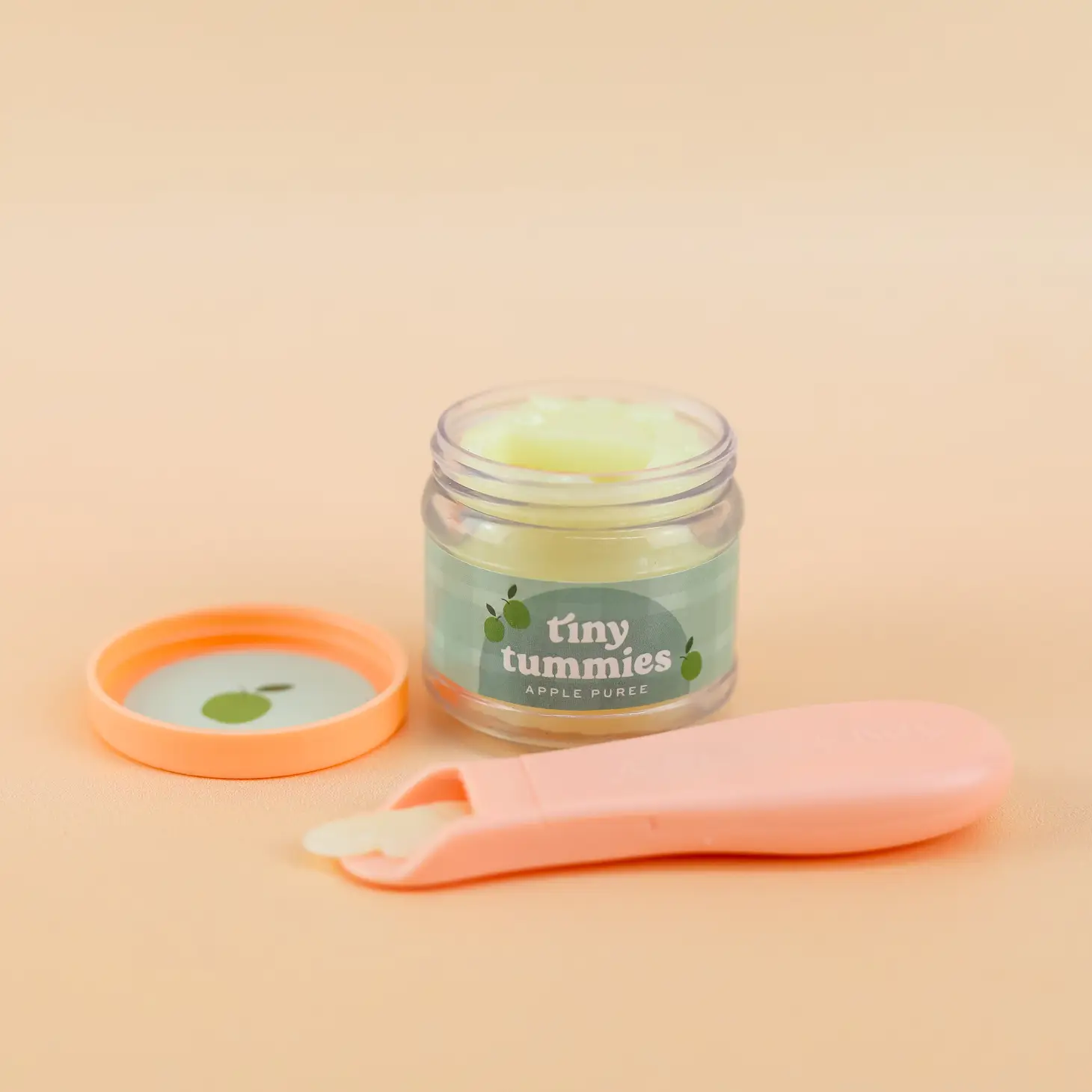 NEW Tiny Tummies Apple Puree Food Jar and Spoon Set