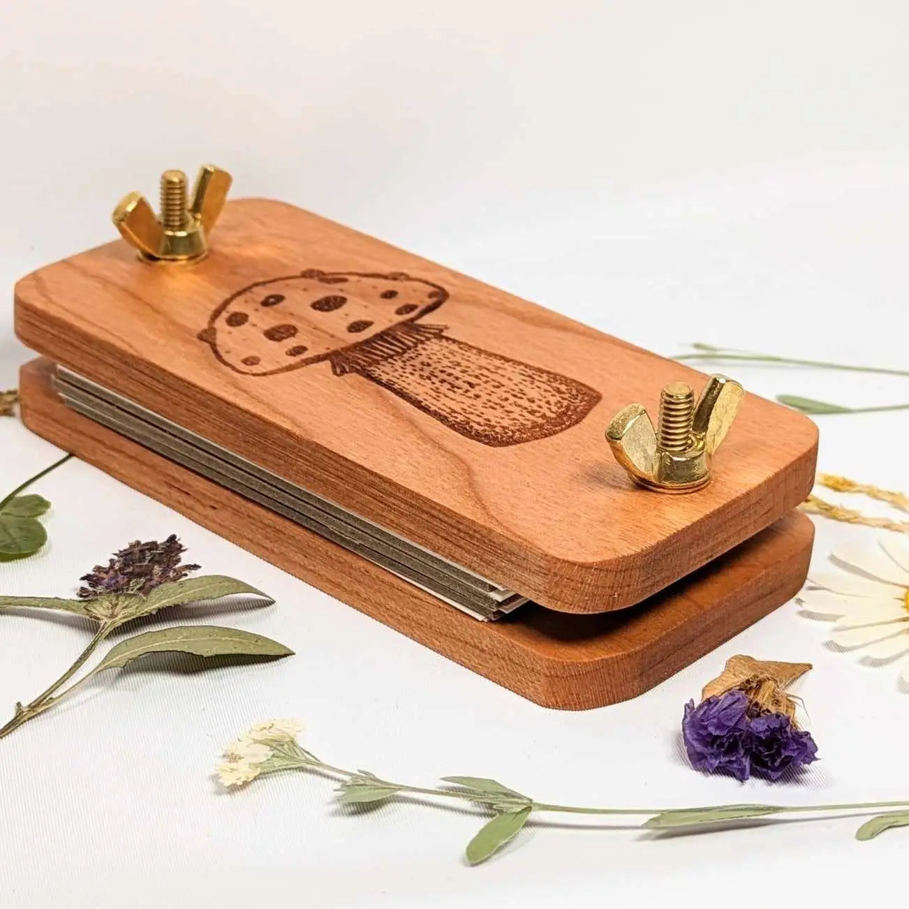 NEW Wooden Pocket Sized Flower Press- Mushroom