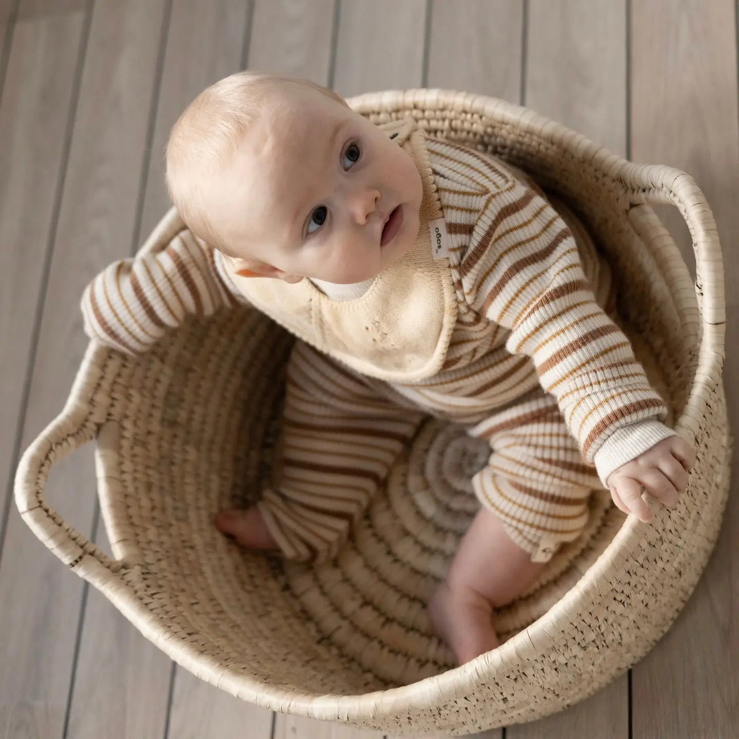 Knitted Baby Bib - Organic Cotton - Ginger