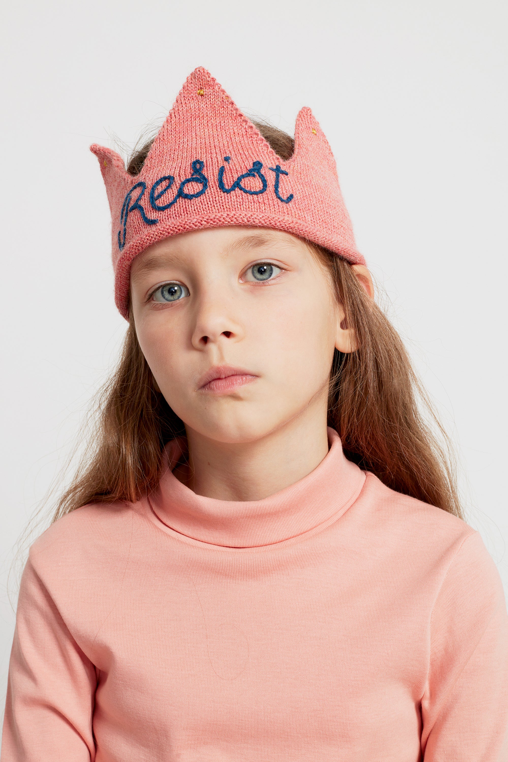 Alpaca Wool Resist Knit Crown- Coral Pink