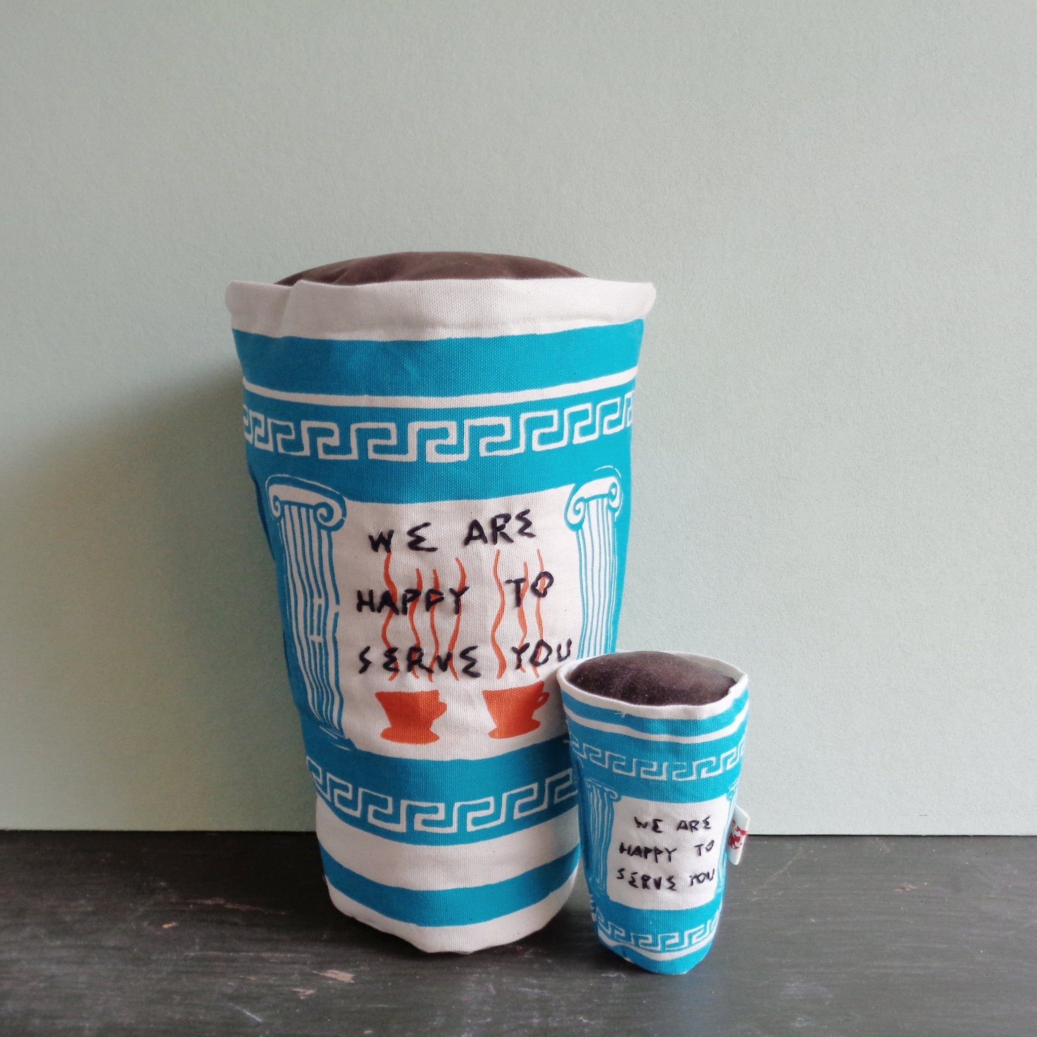 NEW Greek Coffee Cup Pillow