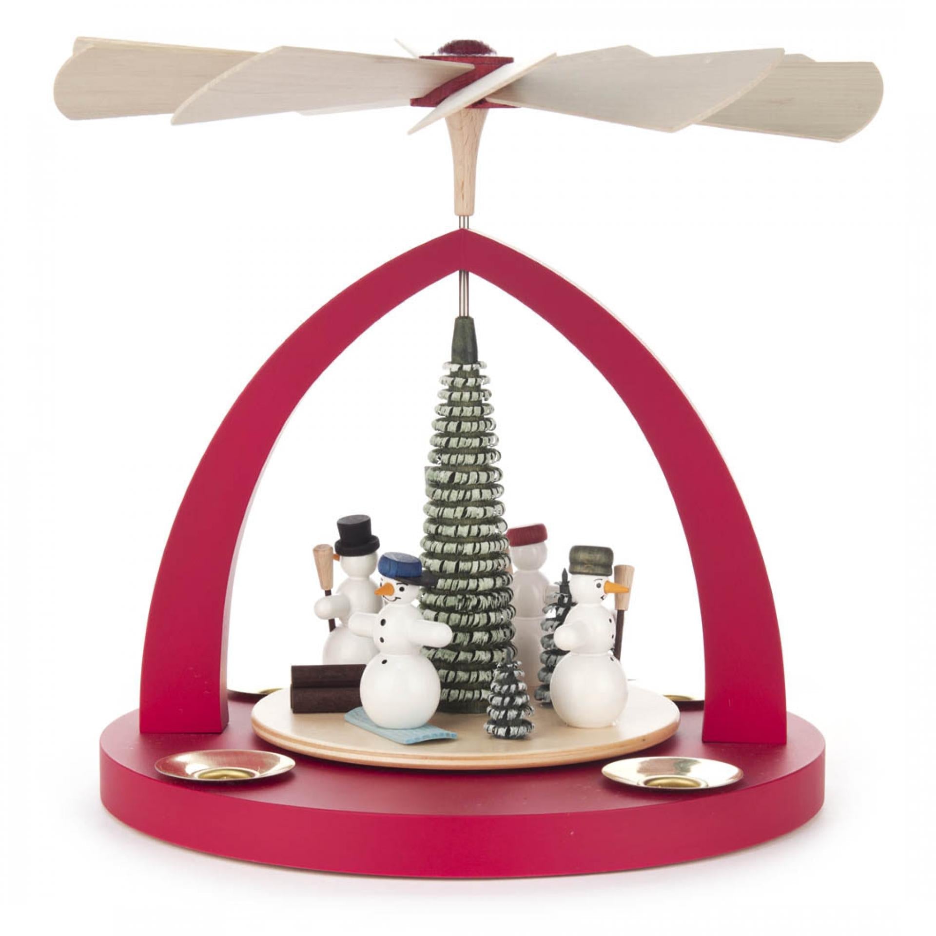 NEW Heirloom Traditional Music Box- Red Pyramid Snowman