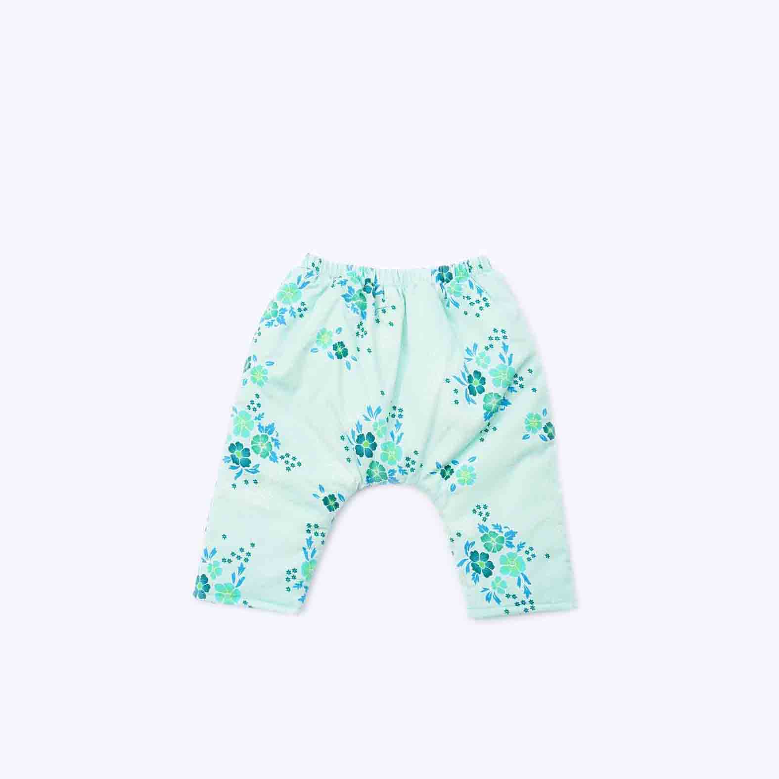 French Baby Puffy Trousers- Folksy Opal Blue