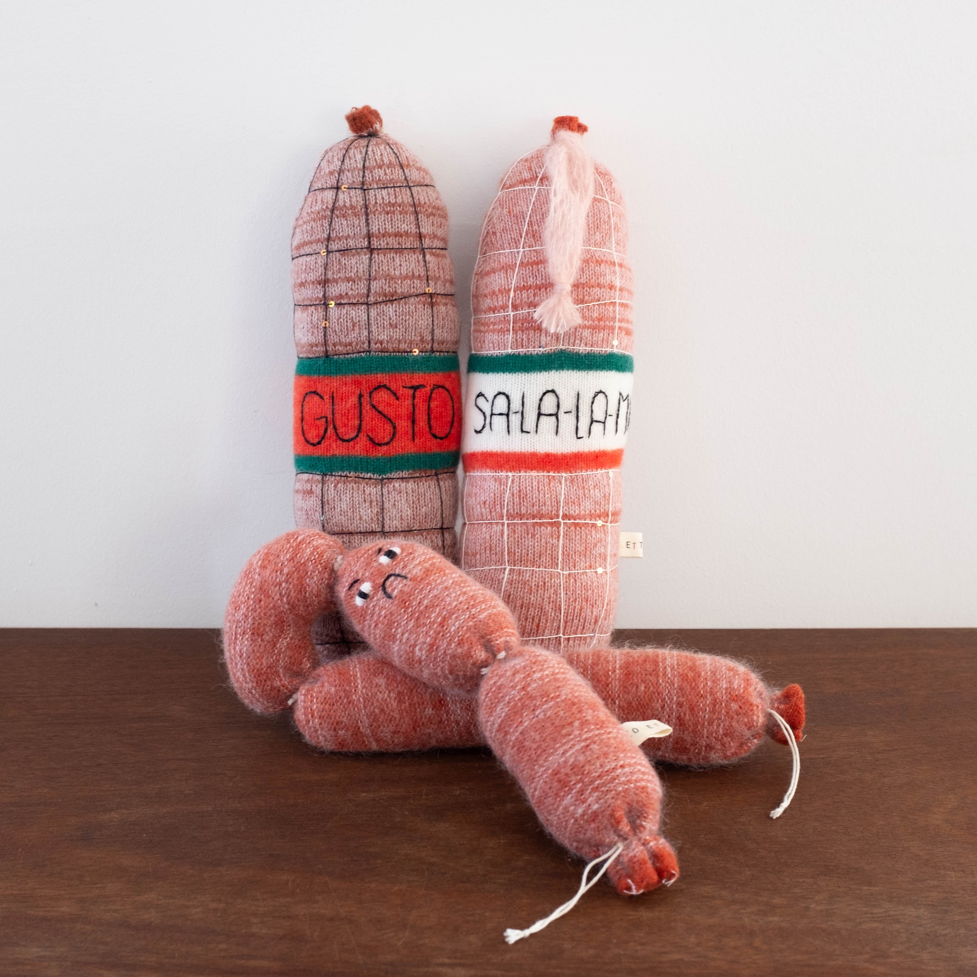 NEW Charcuterie "Sad Sausage"  Plush Lambswool and Mohair Doll