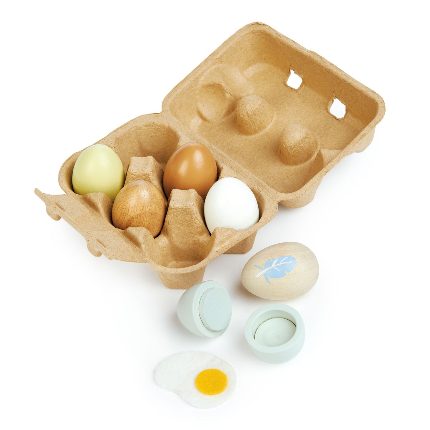 Wooden Eggs in a Carton